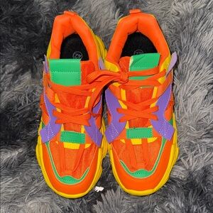 Vibrant Women’s Sneakers - Orange, Purple, Green